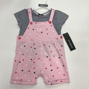 Picapino Baby Girl’s Pink and Blue 2 Piece Overall Set Size 24 Months